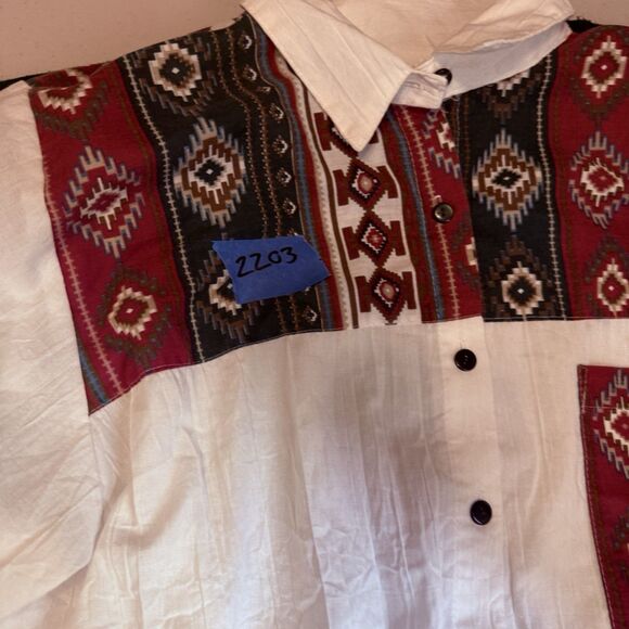 Vintage Tap & Co Western Button Up Long Sleeve Aztec Large 5632B Shoulder Patted - Picture 7 of 7